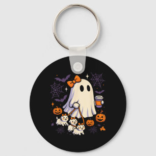 Ghost Walking Dog Shirt Coquette Halloween Dog Keychain