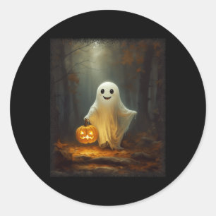 Ghost Walking In The Forest Halloween Costume Men  Classic Round Sticker
