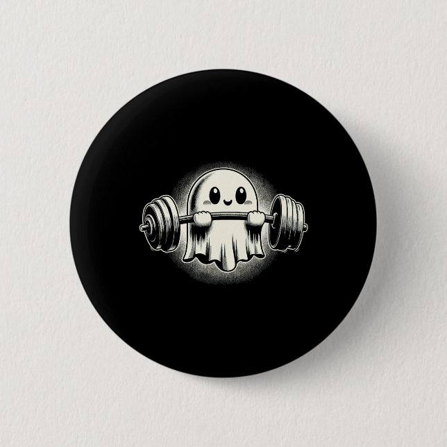 Ghost Weightlifting Funny Ghost Workout Halloween  2 Inch Round Button (Front)