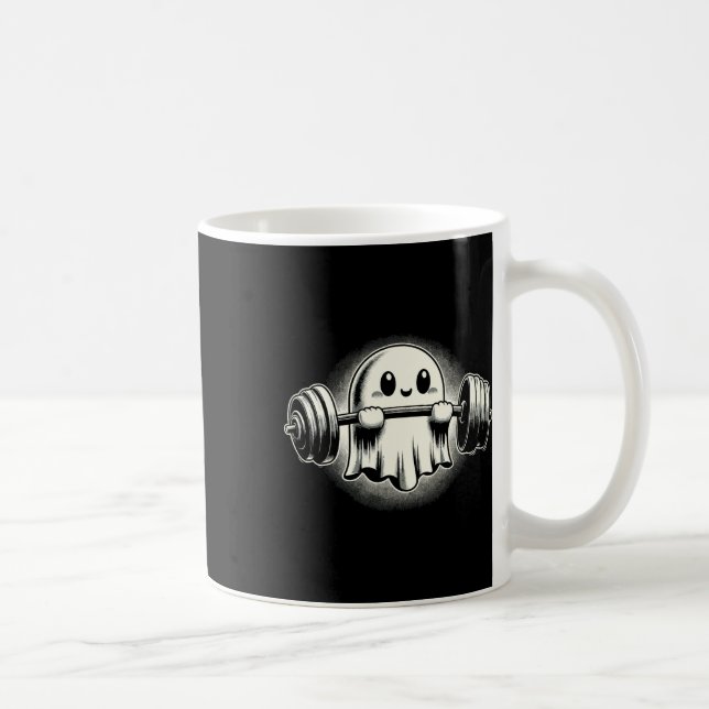 Ghost Weightlifting Funny Ghost Workout Halloween  Coffee Mug (Right)