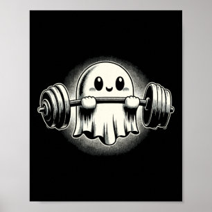Ghost Weightlifting Funny Ghost Workout Halloween  Poster