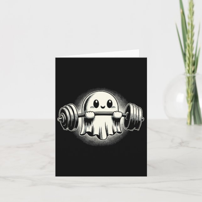 Ghost Weightlifting Pocket Funny Ghost Workout Hal Card (Front)