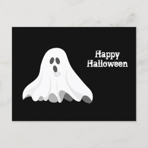 Ghost White Screaming Graphic Halloween Postcard