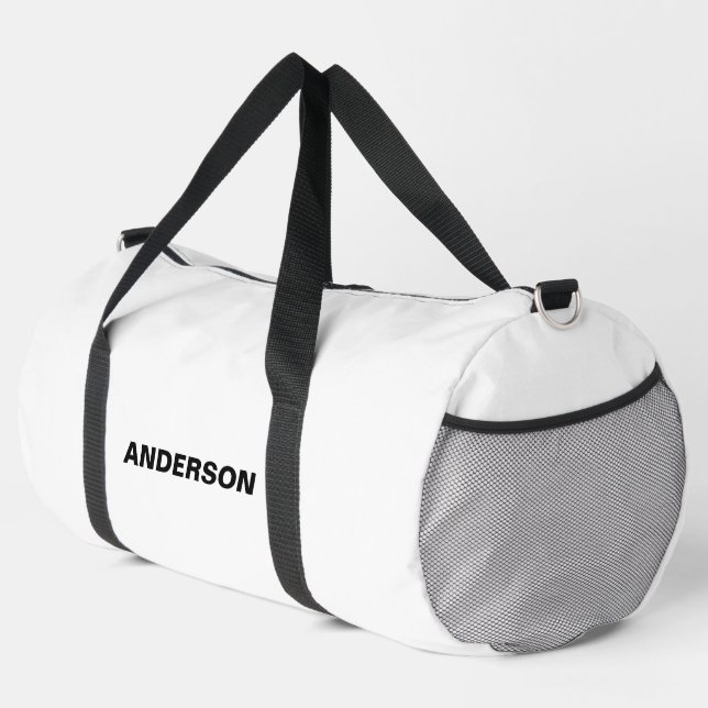 Ghost White Solid Colour Custom name  Duffle Bag (Right Corner)