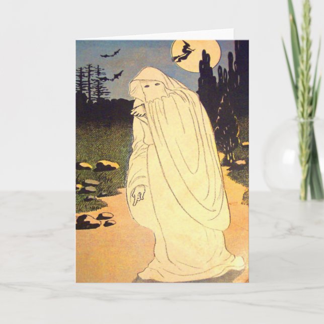 Ghost Witch Bat Moon Spirit Card (Front)