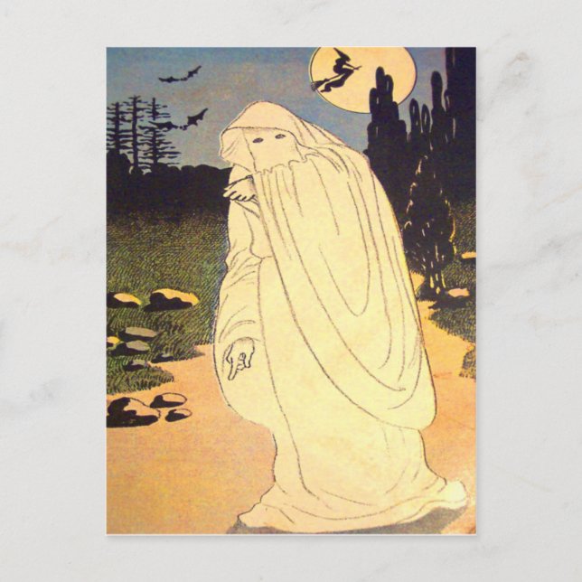 Ghost Witch Bat Moon Spirit Postcard (Front)
