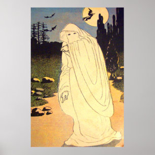 Ghost Witch Bat Moon Spirit Poster