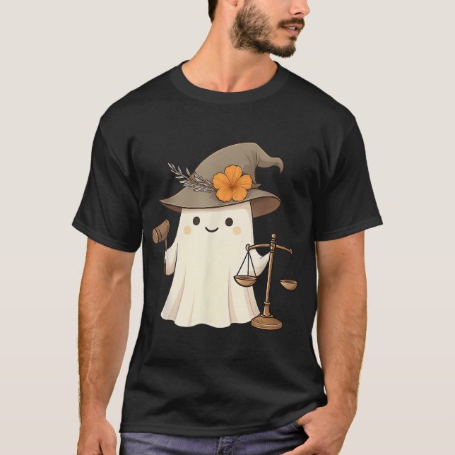  Ghost Witch Hat Halloween Lawyer Paralegal  T-Shirt (Front)