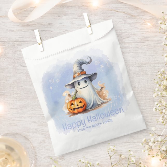 Ghost Witches Hat Jack-O' Lantern Happy Halloween Favour Bag (Clipped)