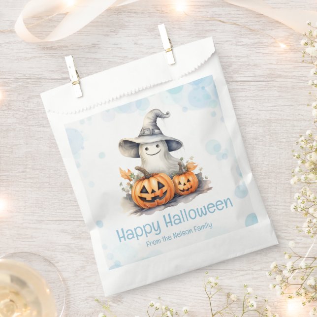 Ghost Witches Hat Jack-O' Lantern Happy Halloween Favour Bag (Clipped)