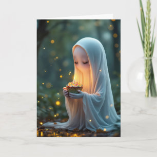 Ghost With a Birthday Cupcake Card