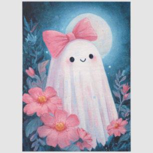 Ghost with a Pink Bow Decoupage Tissue Paper