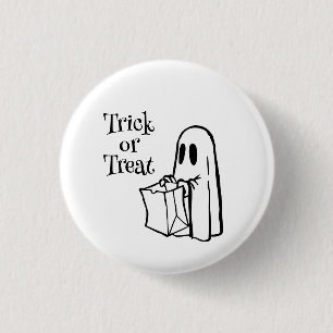Ghost with Bag Trick or Treat 1 Inch Round Button