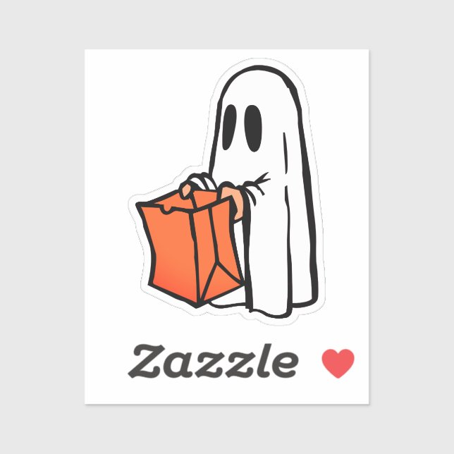 Ghost with Bag Trick or Treating Halloween (Sheet)