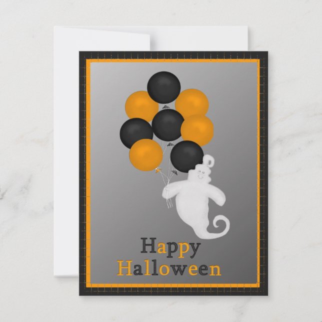 Ghost with Balloons Halloween Party Invitation (Front)