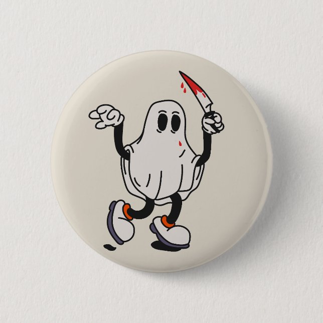 Ghost with blood knife 2 inch round button (Front)