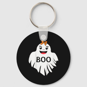 Ghost With Bow Boo Girls Halloween T Shirt Keychain