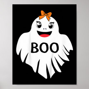 Ghost With Bow Boo Girls Halloween T Shirt Poster