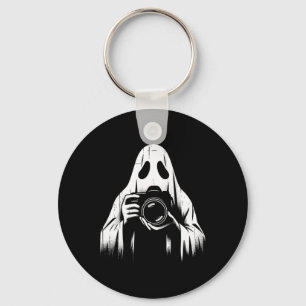 Ghost With Camera - Creepy Photography Halloween L Keychain