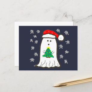 Ghost with Christmas Tree Postcard
