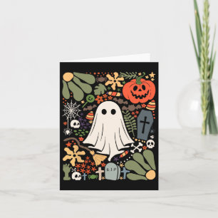 Ghost With Flowers Halloween Floral Pumpkin Ghost  Card