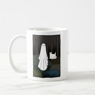 Ghost with ghost cat funny cute creepy cat lover