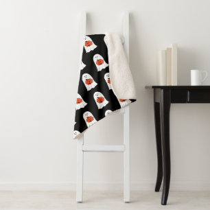 Ghost with Jack-o-Lantern Sherpa Blanket
