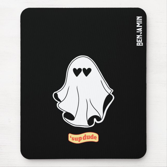Ghost with Love eyes 'sup dude Customizable Mouse Pad (Front)