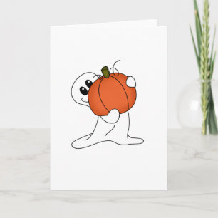 Ghost with Orange Pumpkin Card