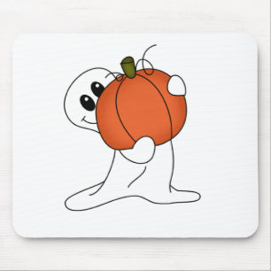 Ghost with Orange Pumpkin Mouse Pad