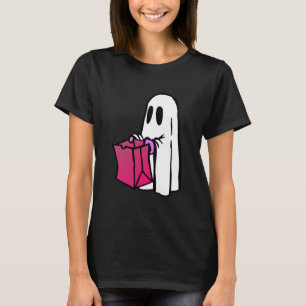 Ghost with Pink Bag Trick or Treating T-Shirt
