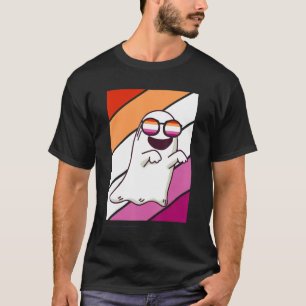 Ghost With Pride Lesbian Flag Lgbtq Proud Ally Pri T-Shirt