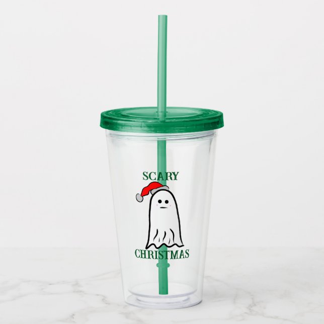 Ghost with Santa Hat  Acrylic Tumbler (Front)