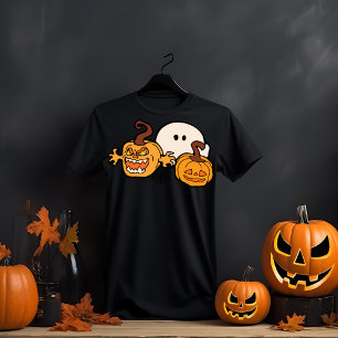 Ghost with Scary Pumpkin Faces Halloween T-Shirt