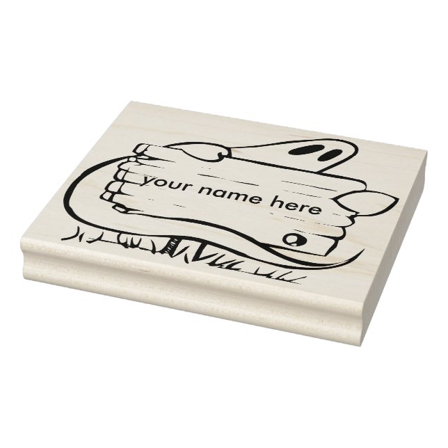 Ghost with signpost 2 illustration art stamp (Stamp)