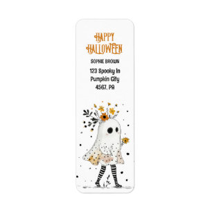 Ghost with Sunflowers Whimsical Halloween Address