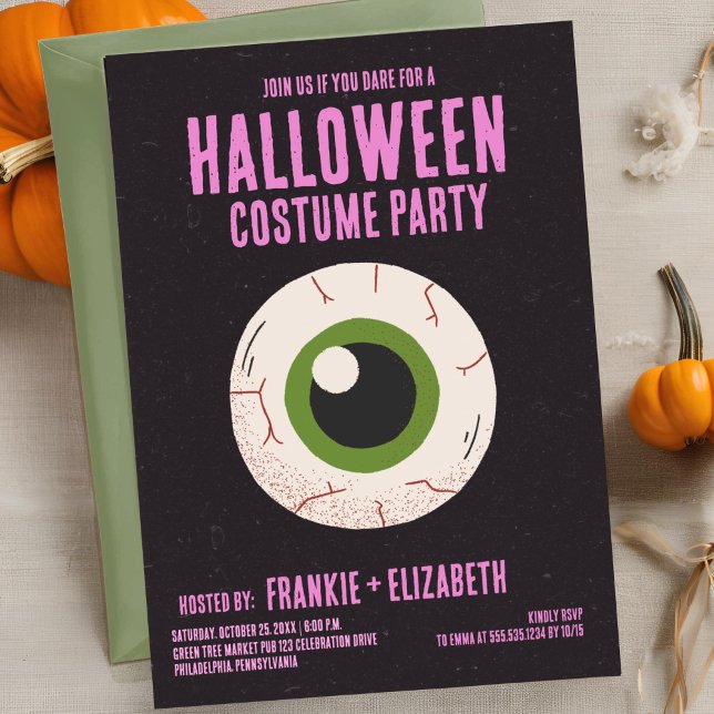 Ghost With Witch Halloween Costume Party  Invitation (Creator Uploaded)