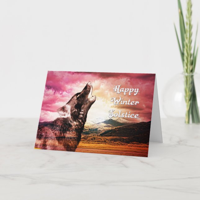 Ghost wolf howling wintr solstice card (Front)