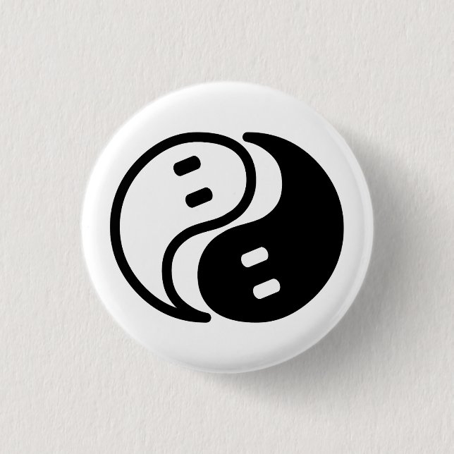 Ghost Yin Yang 1 Inch Round Button (Front)