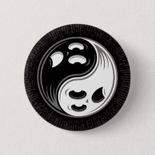 Ghost Yin Yang Black and White 2 Inch Round Button