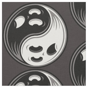 Ghost Yin Yang Black and White Fabric