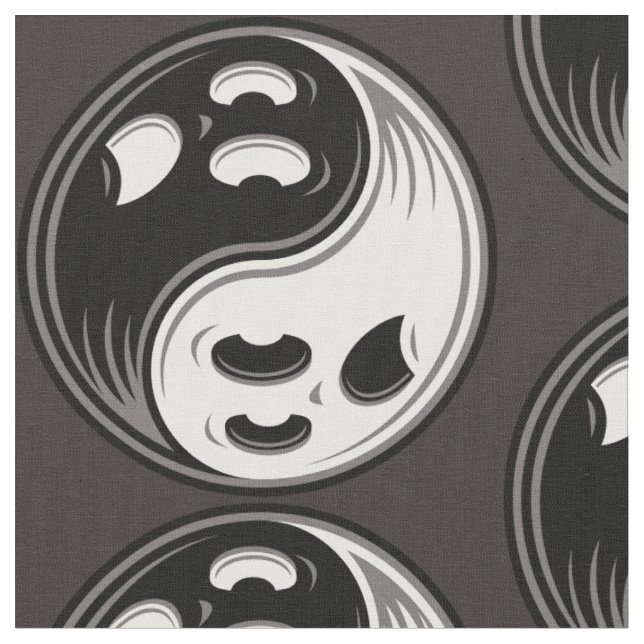 Ghost Yin Yang Black and White Fabric (Close Up)