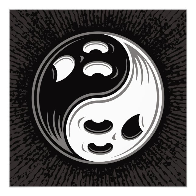 Ghost Yin Yang Black and White Photo Print (Front)