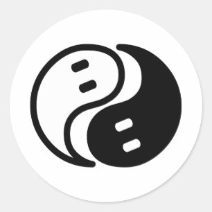Ghost Yin Yang Classic Round Sticker