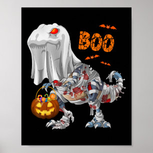Ghost Zombie Mummy Dinosaur Funny Boo Halloween Pu Poster