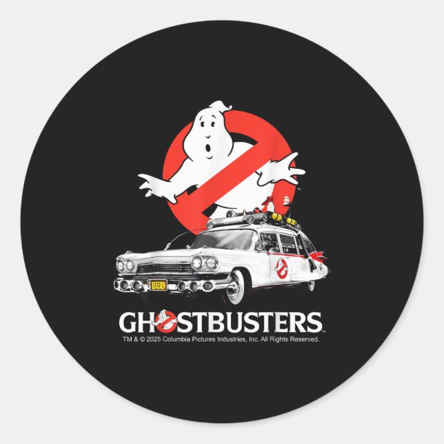 Ghostbusters Halloween Design Ecto 1  Classic Round Sticker (Front)
