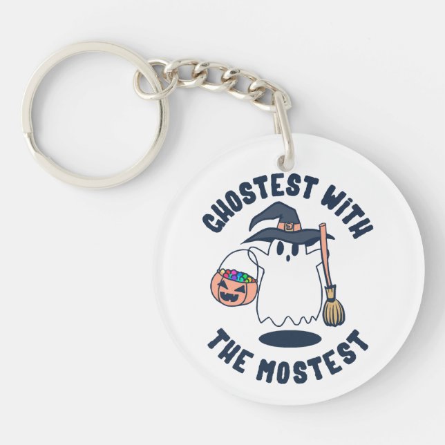 Ghostest Funny Spooky Witch Keychain (Front)
