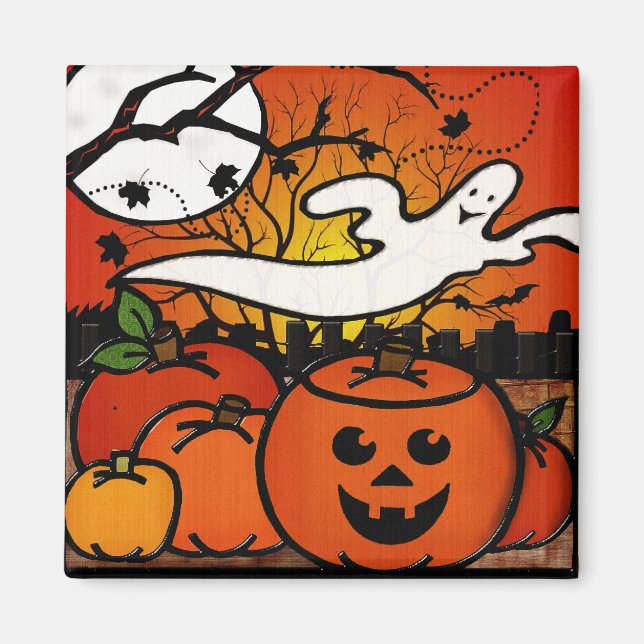 Ghostie Whimsical Halloween Magnet (Front)