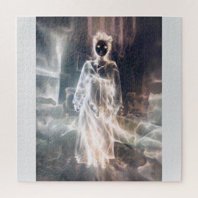 Ghostly alien woman black and white eerie goth jigsaw puzzle (Vertical)