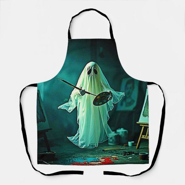 Ghostly Artist's Studio Design Apron (Front)